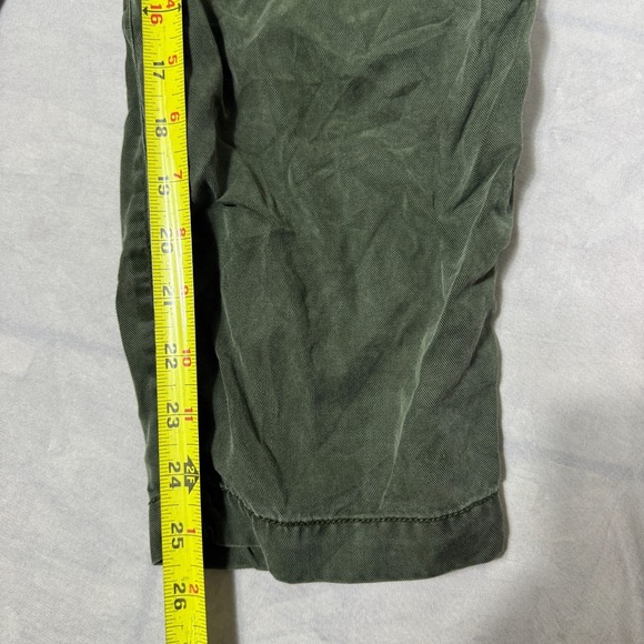 Loft Womens Cropped Jogger Pants Olive Green Drawstring Waist Pockets Size MP - Picture 14 of 16